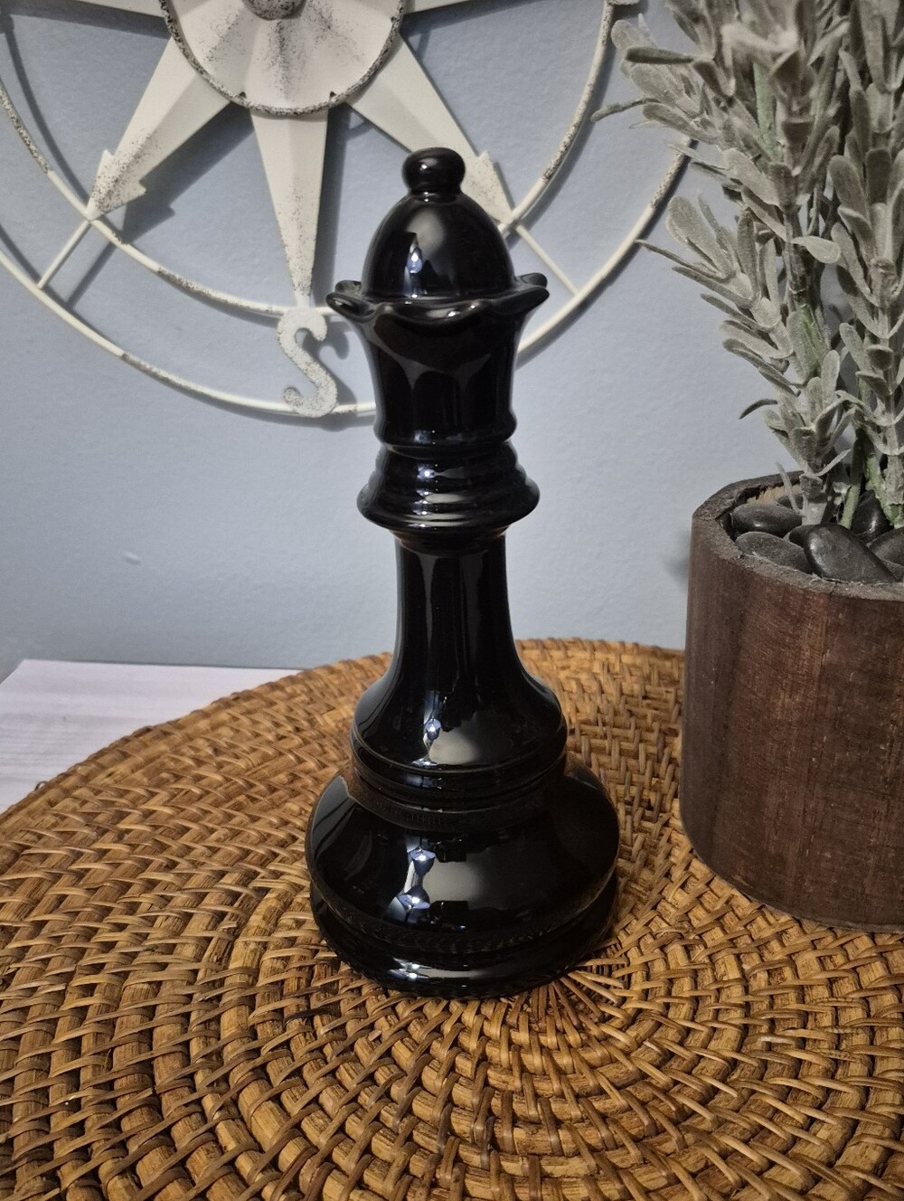 Black Ceramic Chess Piece Decorative Accent- Mega Chess